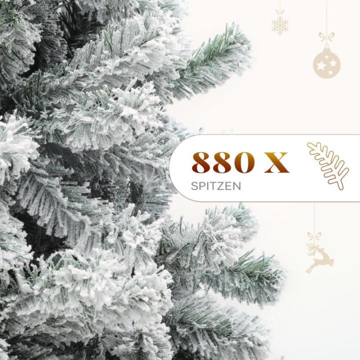 Kunstkerstboom met sneeuw, ca. 880 takken, dennenboom met klapsysteemframe en opvouwbare metalen standaard, snelle montage voor thuis, kantoor, winkels, 182 x 95 cm diameter