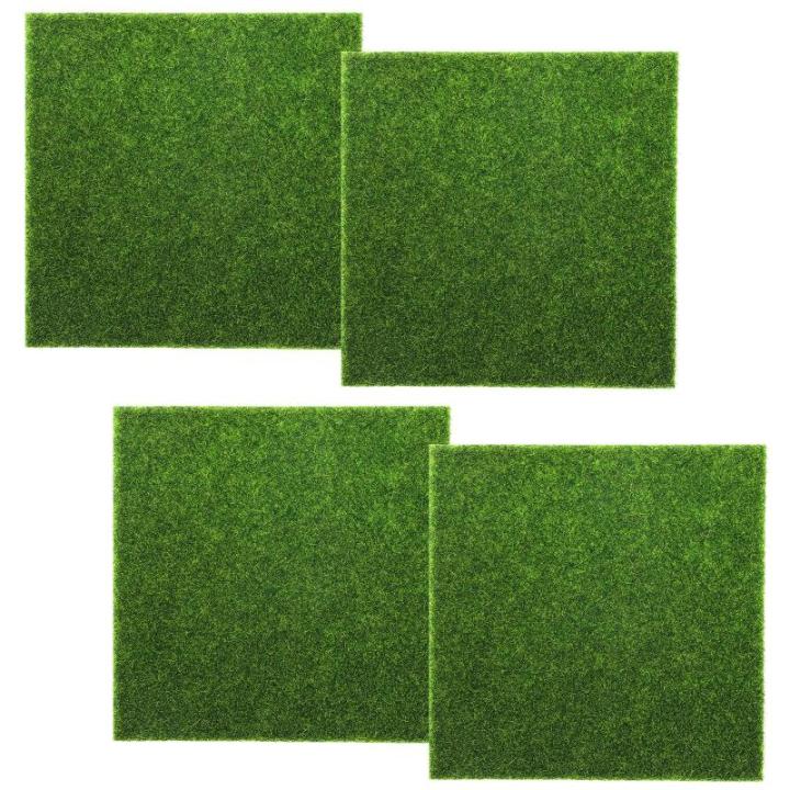 4 stuks kunstgras miniatuurtuin, 15 x 15 cm, kunstgras tapijt, miniatuurtuin, kunstgras versiering, mos, doe-het-zelf decoraties, miniatuur ornament kabouterhuis