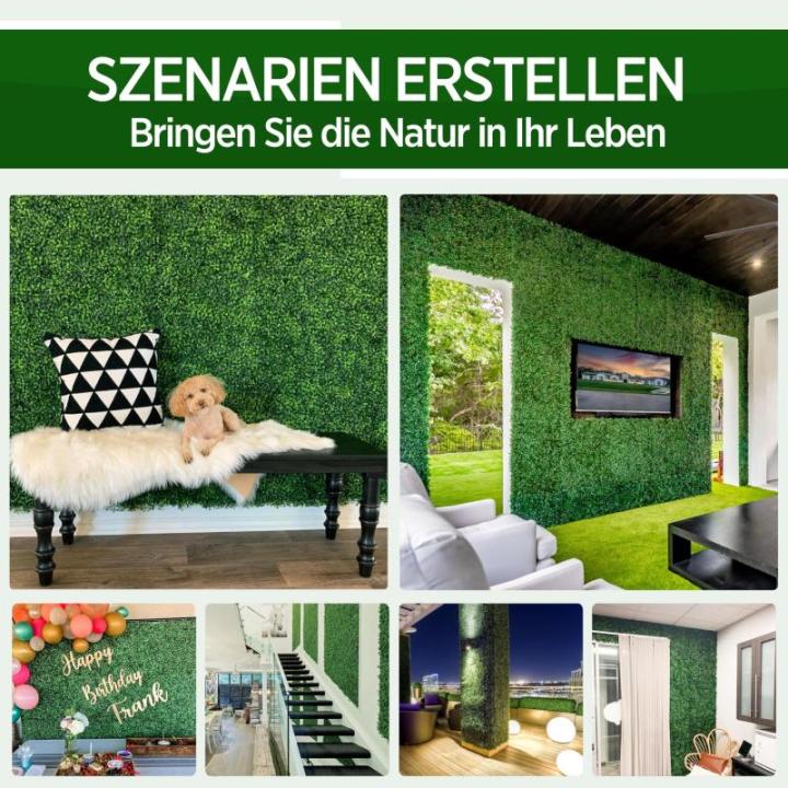 12 stuks kunstklimop voor de tuin, inkijkbescherming, 60 x 40 cm, wand met schaduwnet, kunstmatige heg, klimop, inkijkbescherming, uv-bescherming, voor balkon, tuinheggen