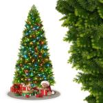 Kunstkerstboom met verlichting, 210 cm, PVC/PE, natuurgetrouw met kleurrijke led en metalen houder, kerstboom, kerstdecoratie