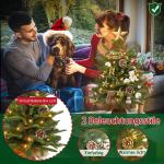 2X Weihnachtsbaum mit Deko Lichterkette 30 LED warm weiß Batterie, 60 cm Mini Kunstweihnachtsbaum mit Pinienzapfen, Tisch-Weihnachtsbaum, Weihnachtsdeko, Material PE+PVC,für Weih