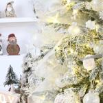 Onbreekbare doorzichtige plastic van 60 mm met glitterschilderij, transparant, doorzichtige kristallen , kerstboomdecoraties (30 stuks, wit)