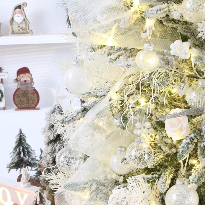 Onbreekbare doorzichtige plastic van 60 mm met glitterschilderij, transparant, doorzichtige kristallen , kerstboomdecoraties (30 stuks, wit)