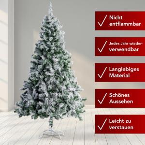 Claus Premium kunstkerstboom, 150 cm, hoogwaardige kunstkerstboom met metalen standaard, natuurgetrouwe sneeuwlook