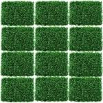 Plantenwand, wandpanelen, 60 x 40 cm, 12 stuks, realistische plantenwanddecoratie voor binnen en buiten, planten, wandmat, beschermd, kunstheg, plantenwand, kunstplant, mat