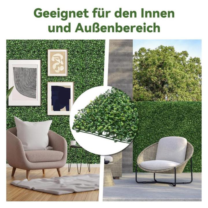 wand, 12 stuks, 40 x 60 cm, uv-bescherming, , gazon, muur, 4 cm dik, kunstbuxusheggen, wandpanelen voor tuin, buiten en binnen, decoratie, 2,88 m²