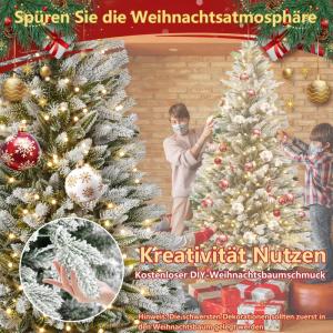 Premium Künstlicher Weihnachtsbaum mit LED und Metallständer Tannenbaum Künstlich PVC Christbaum mit Schnee-Effekt Kunstweihnachtsbaum für Weihnachten Weihnachtsdekoration (210