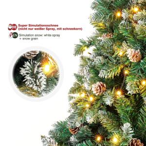 Kunstkerstboom met verlichting, witte sneeuw, led-dennenboom voor kerstdecoratie, 150 cm