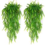 2 stuks 80 cm kunstmatige hangende planten nep klimop wijnstok nepvarens Perzische rotan nepplanten voor muur binnen buiten tuin bruiloft wanddecoratie (groen)