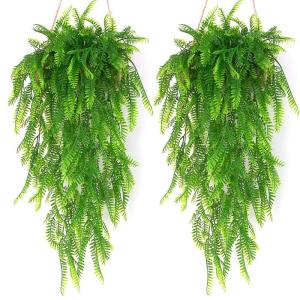2 stuks 80 cm kunstmatige hangende planten nep klimop wijnstok nepvarens Perzische rotan nepplanten voor muur binnen buiten tuin bruiloft wanddecoratie (groen)