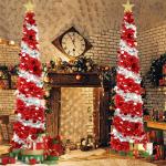 Pop Up Kerstboom, 180 cm, kunstkerstboom met sterkant, opvouwbare versiering, dennenboom met pailletten, decoratieve boom voor kerstdecoratie, binnenruimtes