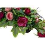 Grafoplegger van kunsttextiel, zijden bloemen, rozen, langwerpig 80 cm groot, XXL, begraafplaats voor dodenzondag, begrafenis als echt (roze)