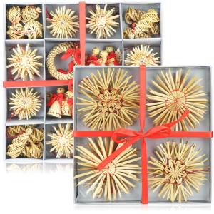 68-delige strosterrenset - kerstboomornament - strokerstboombedel - natuurlijke kerstboomhanger - kerstdecoratie