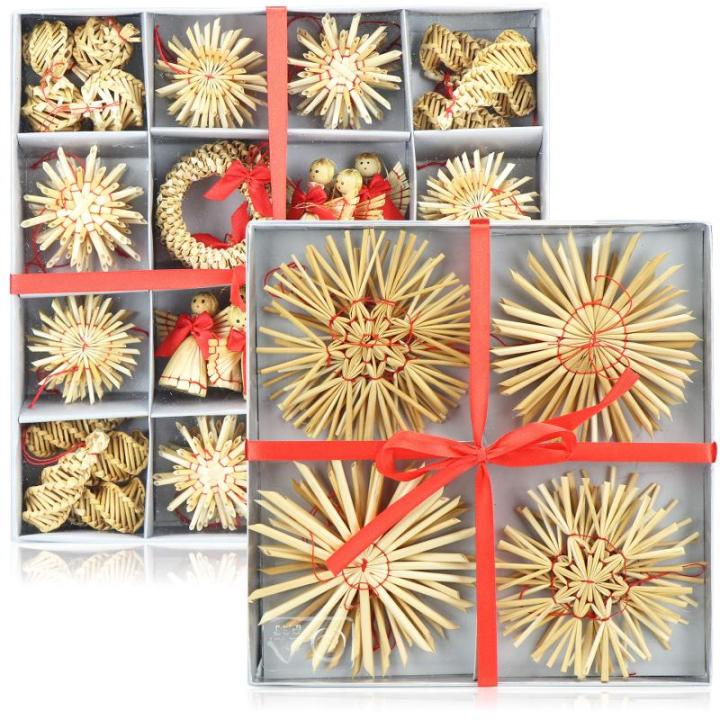 68-delige strosterrenset - kerstboomornament - strokerstboombedel - natuurlijke kerstboomhanger - kerstdecoratie