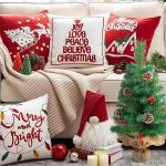 Kunstkerstboom, 60 cm, met dennenappels, rode bessen, groene dennenbladeren, 70 punten, linnen, katoen en cementbasis, voor kerstdecoraties