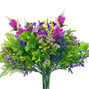 9-bundel multispecies outdoor bulk nepplanten plastic bloemen voor buiten tuin woondecoratie, van (magenta & lavendel, 9)
