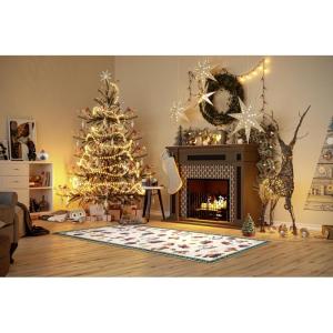 Design tapijt Nostalgic - Toy's Delight - kerstboomdeken, kerstboom en kerstboom loper voor woonkamer, slaapkamer, eetkamer, hal - groen multikleuren, 80x200 cm