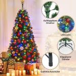 Kunstkerstboom met ledverlichting, 183 cm, met 300 meerkleurige en warmwitte lampen, 9 lichtmodi, kerstboom met 818 takken en opvouwbare metalen standaard, groen
