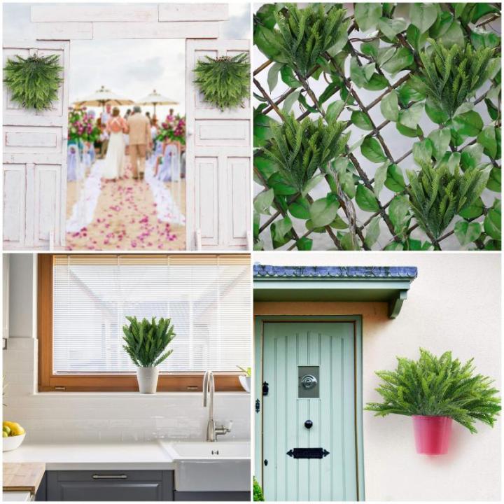 Plastic Artificiele Faux Hang Krul Varens Planten (6pak) – Buiten/Binnen Nep Groene Varens Voor Huis, Tuin, Muur Mand, Bosjes/Struiken, Huwelijks Guirlande en Kantoor Decor