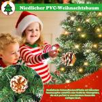 Kunstkerstboom van 150 cm met 180 warmwitte ledlampen en metalen standaard, 367 groene pvc-punten met sneeuweffect en dennenappels, dennenboom voor kerstdecoratie