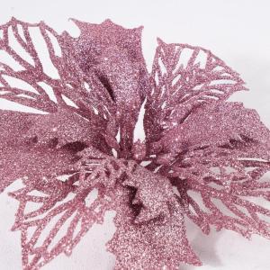 12 stuks glitterkerstster bloemen met 6 stuks kerststrikken glitter kerstbloemen decoratie kunstglitter kerstboom bloemen voor boomversiering Kerstmis