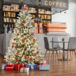 Kunstkerstboom met 350 ledverlichting, 180 cm premium dennenboom, kunstkerstboom met natuurwitte sneeuwvlokken, 800 takpunten, van PE en pvc dennennaalden, snel op te bouwen, klaps