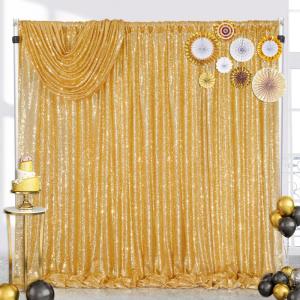 Pailletten-Hintergrundvorhänge, goldfarben, 2 Stück, 1,2 x 2,4 m, goldene Vorhänge für Hintergrundvorhänge für Hochzeiten, Partys, Babypartys, Weihnachten, Neujahr, Bühnenhi