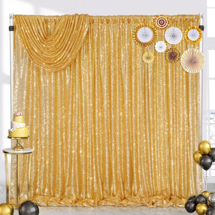 Pailletten-Hintergrundvorhänge, goldfarben, 2 Stück, 1,2 x 2,4 m, goldene Vorhänge für Hintergrundvorhänge für Hochzeiten, Partys, Babypartys, Weihnachten, Neujahr, Bühnenhi