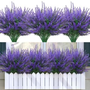 12 bundels kunstbloemen, balkon, weerbestendig, kunstbloemen, outdoor, uv-bestendig, , plastic boeket, voor balkonbakken, tuin, raamdecoratie, paars