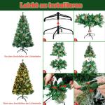 Kunstkerstboom met verlichting, 120 cm, 8 modi, dennenboom, groen, pvc, kerstboom voor kerstdecoratie, met dennenappels, dennennaald en dennennaald, klapsysteem, opvouwbare standaa