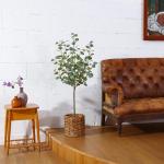 Eucalyptus Kunstplant, 120 cm, eucalyptus, decoratie voor binnen en buiten, moderne decoratie, , plastic planten in pot, voor thuis, slaapkamer, kantoor, tuin (2 stuks)