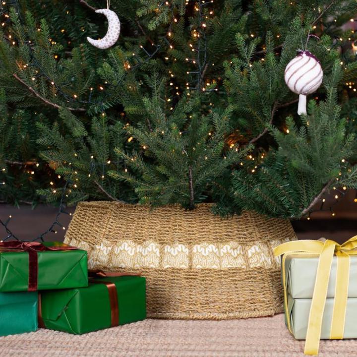 Kerstboom kraag boerderij kerstboom decoraties boom rok kerstboom basis ring (champagne)