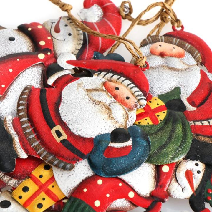 6x metalen voor de kerstboom - kerstboomversieringen van metaal - kerstversieringen met sneeuwpop en kerstman (6 stuks - Kerstman + Sneeuwpop - groot)