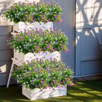 8 bundels , outdoor, weerbestendig, zoals echt, kunstplanten, uv-bestendige balkonplanten, plastic bloemen voor buiten, balkon, balkonbak, tuin, binnen en buiten