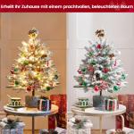 68 cm mini-kunstkerstboom met sneeuw, ingepot dennenboom met 35 leds in warm wit en 262 takpunten, met sneeuw bedekte bevlokte kleine kerstboom