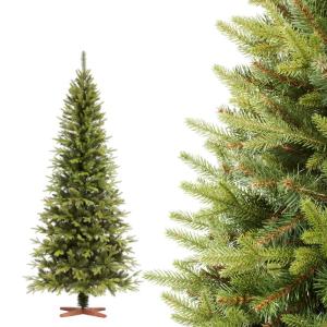 Nordmann Slim Premium Kunstkerstboom, 150 cm, houten dennenboom, Made in EU, kunstkerstboom met natuurgetrouwe spuitgietelementen