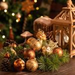 70st 3-10cm gouden koper, kerstboom hangende decoratie, kerstboom ster ornament, huis vormige kraftpapier geschenkdoos