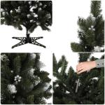 Diamantgrenen met zilveren bolletjes en rijp, kerstboom 180 van pvc-folie, kunstkerstboom met 385 takken, dennenboom met kunststof standaard, diameter ca. 110 cm (sneeuwvlok 180 cm