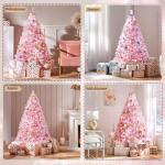 Kunstkerstboom, 154 cm, roze, dennenboom met 398 takken, opvouwbare metalen standaard, herbruikbare kerstboom, kunstboom voor kerstdecoratie