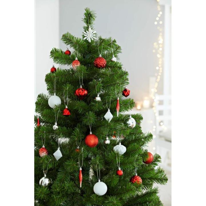 Set van 29 - kerstversiering rood zilver wit om op te hangen - kunststof kerstboomversiering