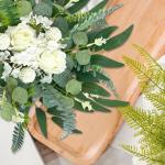 47 stuks en takken, witte , groen, eucalyptus, decoratieve takken, boeket, kunstboeket als echte rozen, eucalyptus voor doe-het-zelf , bruidsboeket,