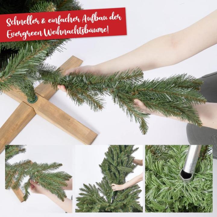 Kunstkerstboom, 180 cm, premium kwaliteit, met houten standaard, natuurgetrouw en met dicht gevulde takken, kunstkerstboom