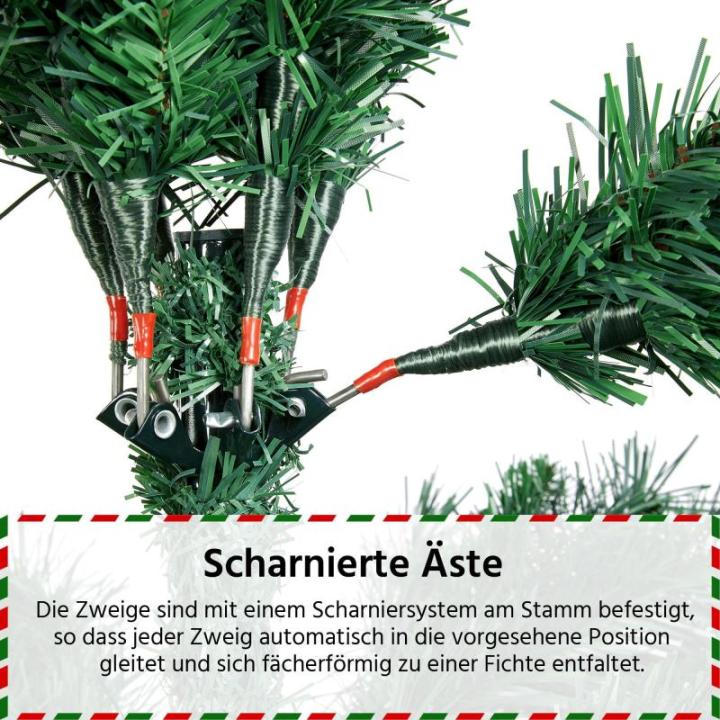 Kunstkerstboom met 1347 takpunten, moeilijk ontvlambaar pvc, inclusief metalen standaard met houtnerf, groen, 213,5 cm