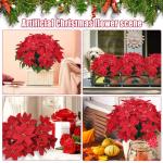 3 stuks kunstkerststerren, kunstbloemen, rood, kunstbloemen, kerstbloemen, kerstboeket, kunstkerststerren, decoratie, kerstdecoratie voor feest, kerstdecoratie