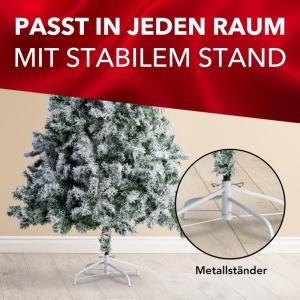 Claus Premium kunstkerstboom, 180 cm, hoogwaardige kunstkerstboom met metalen standaard, natuurgetrouwe sneeuwlook