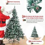 Kunstkerstboom met verlichting en witte sneeuw, led-dennenboom voor kerstdecoratie met echte dennenappels, vuurbestendig, 150 cm