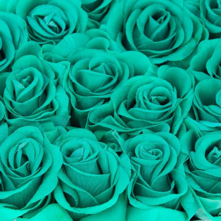 Rozenbox hart, 18 rozen, stabiele bloemenbox, wit, 10 jaar houdbaar, cadeau-idee, decoratieve bloemenbox, turquoise