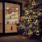 Kerstverlichting, 10 led-lichtgordijnen met sterren, kerstgordijn, werkt op batterijen, warmwit, timer, decoratieve kerstverlichting voor kerstboom, raam, deur, bruiloft, bar (2 st