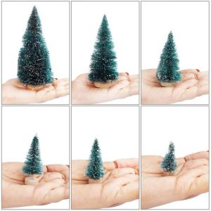Kerstdecoratie, mini-kerstbomen (48 stuks), 6 verschillende maten, groen, hoog, sisal, sneeuw, vorst bomen, flessenreiniger, bomen met pijnsokkel, kunstboom, Kerstmis, knutselen, k