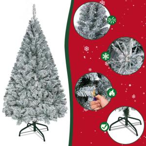 Kunstkerstboom, 180 cm, pvc, automatische kunstkerstboom met standaard, kunstkerstdecoratie, met flocking, sneeuw